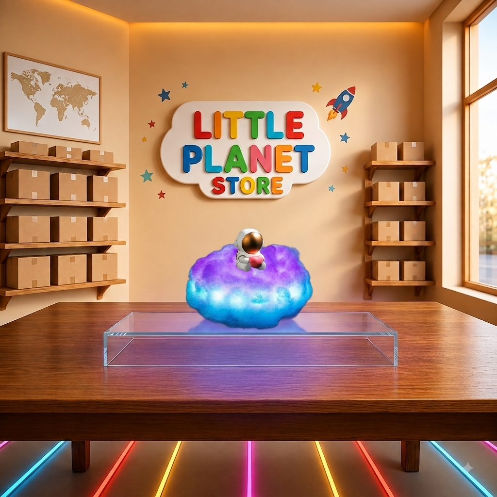 Lámpara LED Nube Astronauta con Efecto Arcoíris - Little Planet