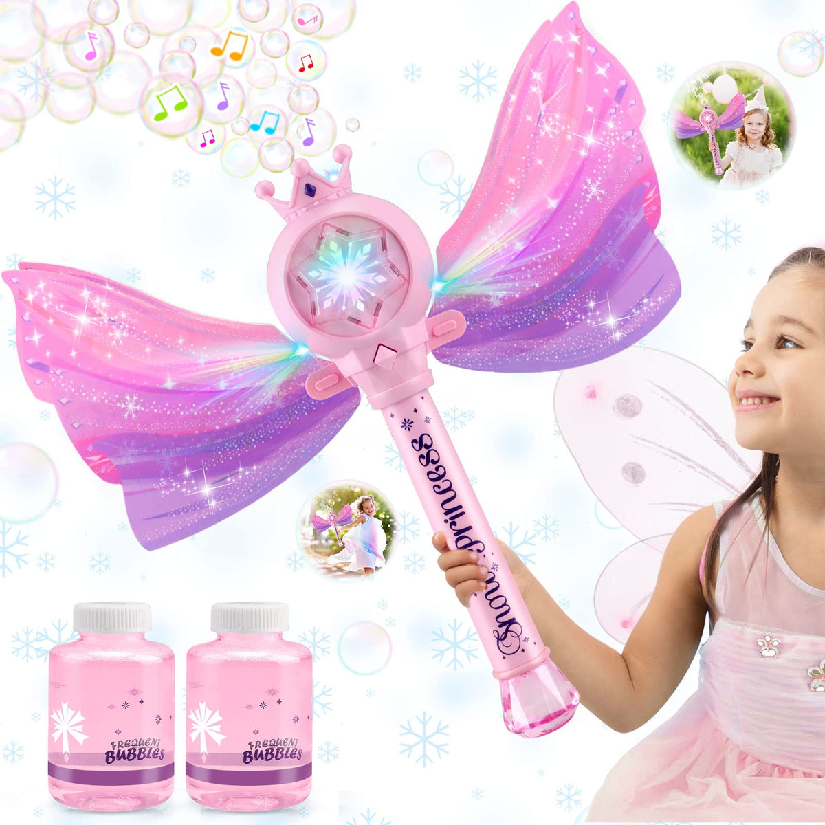 Varita Mágica de Burbujas Automática Pony Angel | Luces LED y Música