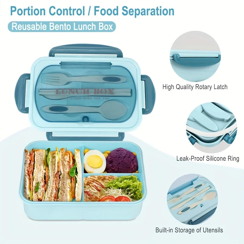 Fiambrera Bento Térmica con Compartimentos y Cubiertos 1250 ml