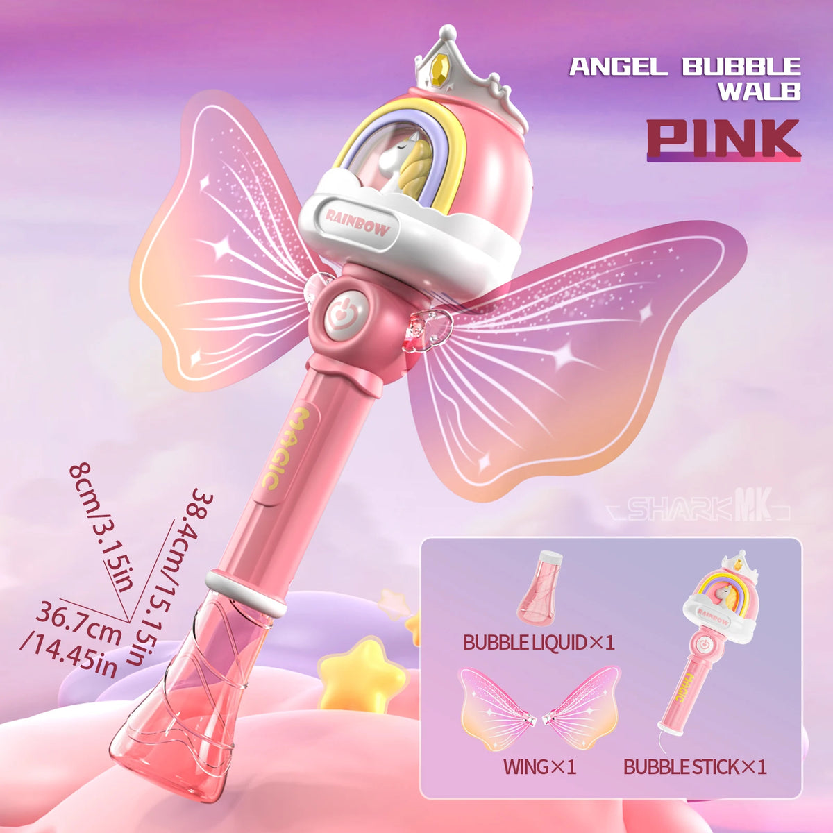 Varita Mágica de Burbujas Automática Pony Angel | Luces LED y Música