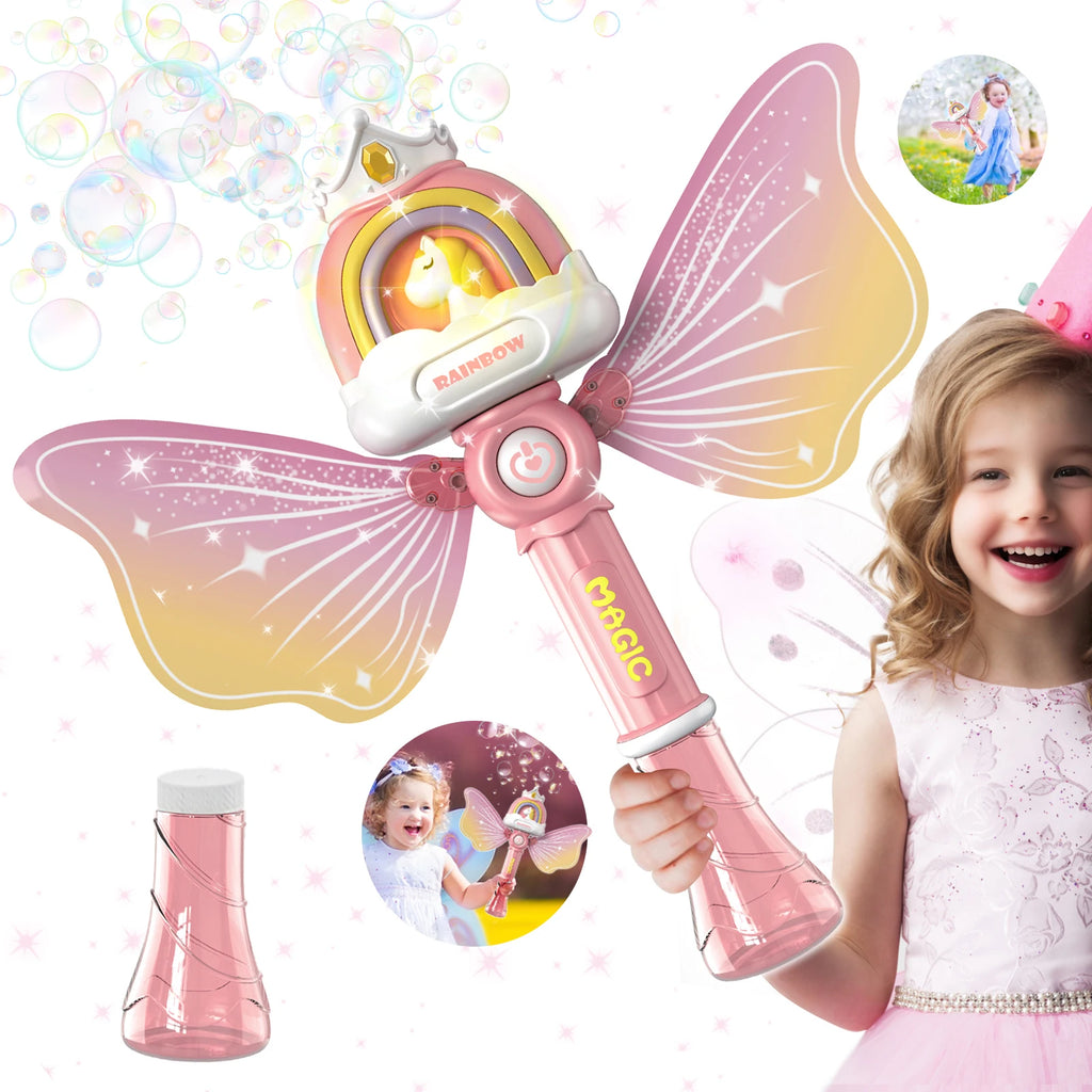 Varita Mágica de Burbujas Automática Pony Angel | Luces LED y Música