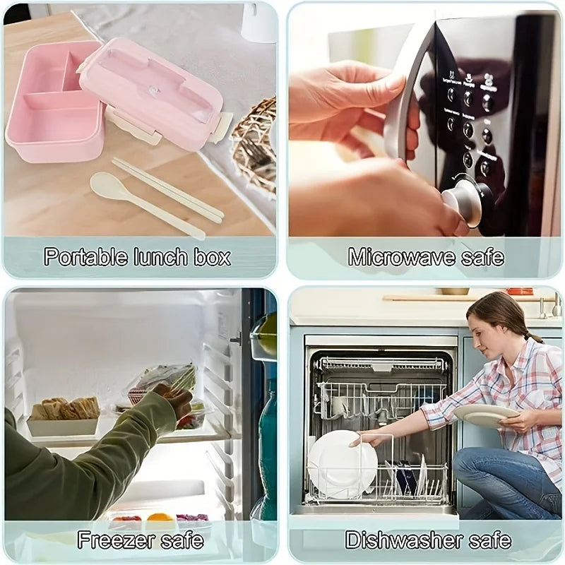 Fiambrera Bento Térmica con Compartimentos y Cubiertos 1250 ml